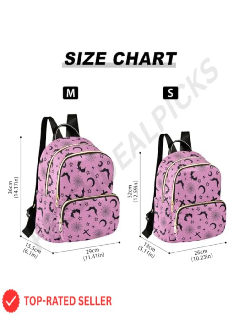 Gothic Mini Backpack Purse for Women - Polyester Quilted Daypack, 6 Pockets